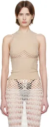 Isa Boulder Beige Curved Accent Tank Top In Sand