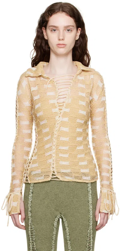 Isa Boulder Beige Expandable Shirt In Calico