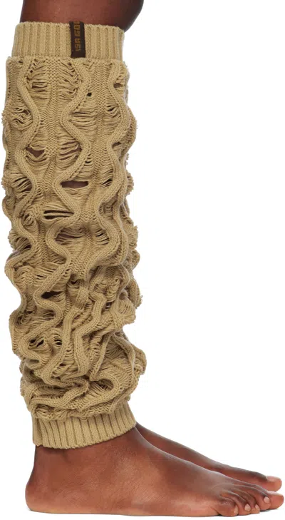 Isa Boulder Beige Fudgy Leg Warmers In Sand