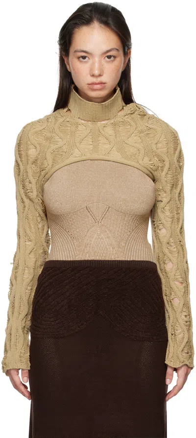 Isa Boulder Beige Fudgy Sleeves In Sand