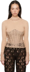 Isa Boulder Beige Half-seen Long Sleeve T-shirt In Gold