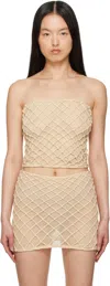 Isa Boulder Beige Macramist Tube Top In Beige