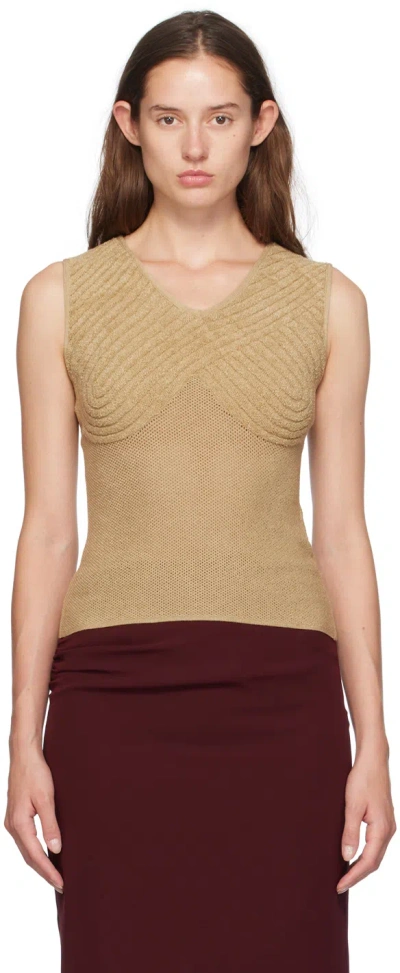 Isa Boulder Beige Sweetheart V-neck Tank Top In Sand