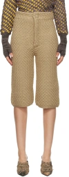 Isa Boulder Beige Tightweave Shorts In Burlap