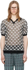 Isa Boulder Black & White Check Polo In Bnw
