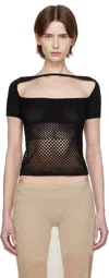 Isa Boulder Black Band Fishnet Top In Iron