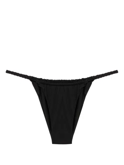 Isa Boulder Black Braided-detail Bikini Bottoms