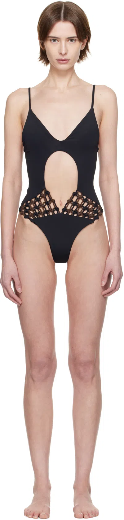 Isa Boulder Black Sweet Aster Macrame Swimsuit