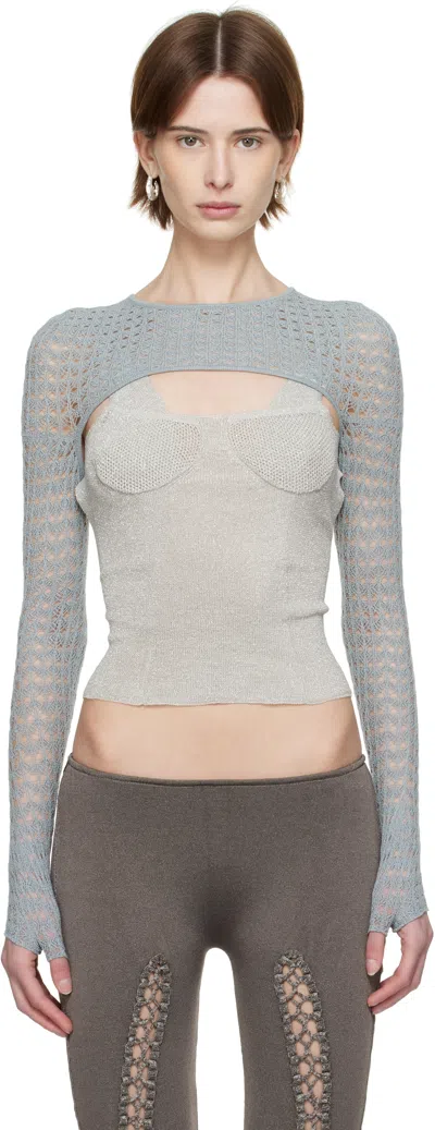 Isa Boulder Blue Crewneck Sleeves In Baby Blue