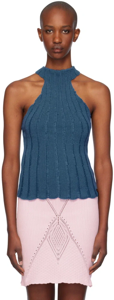 Isa Boulder Blue Lily Halter Neck Tank Top In Sky Blue