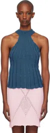 Isa Boulder Blue Lily Halter Neck Tank Top In Sky Blue