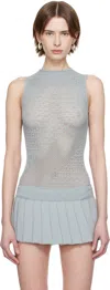 Isa Boulder Blue Rib-knit Halter Bodysuit In Baby Blue