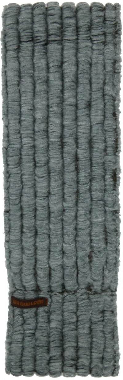 Isa Boulder Blue Squiggly Scarf In Seaweed