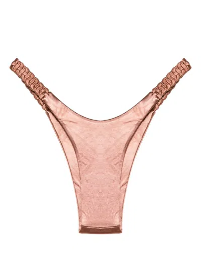Isa Boulder Braided Bikini Bottoms In Brown