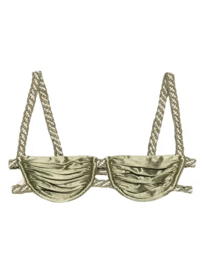 Isa Boulder Braided Bikini Top In Green