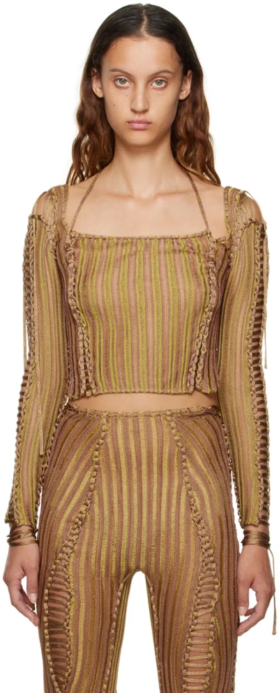 Isa Boulder Brown & Green Expandable T-shirt In Bronze