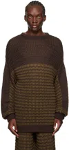 Isa Boulder Brown Check Sweater In Bark