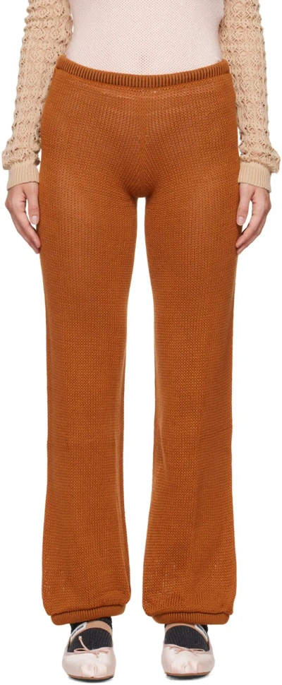 Isa Boulder Brown Isabella Straight Lounge Pants In Caramel