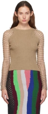 Isa Boulder Brown Spider Net Long Sleeve T-shirt In Sand
