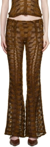 Isa Boulder Brown Split & Tear Lounge Pants In Bark