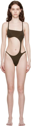 Isa Boulder Brown Stingray One-piece Swimsuit In Brown/black