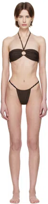 Isa Boulder Brown V Knot & Avril Bikini In Dark Brown