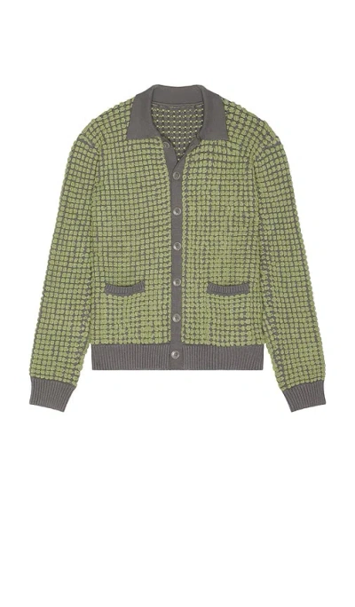 Isa Boulder Bubble Terry Towel Cardigan In Green