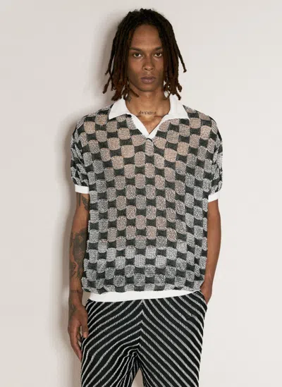 Isa Boulder Check Polo Top In Black