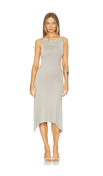 Isa Boulder Cowl Neck Dress In Gray