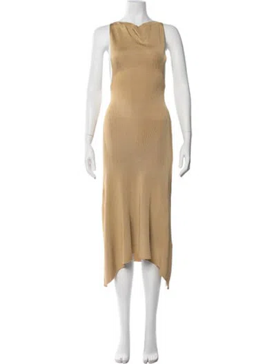 Pre-owned Isa Boulder Cowl Neck Midi Length Dress W/ Tags In Neutrals