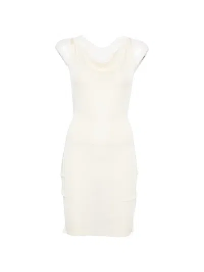 Isa Boulder Cowl-neck Mini Dress In White