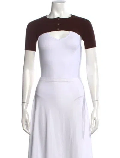 Pre-owned Isa Boulder Crew Neck Short Sleeve Crop Top In Brown