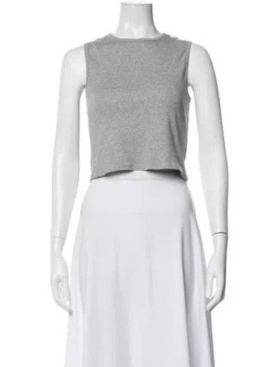 Pre-owned Isa Boulder Crew Neck Sleeveless Crop Top In Gray