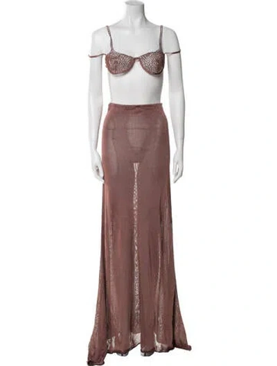 Pre-owned Isa Boulder Crochet Trim Skirt Set W/ Tags In Purple