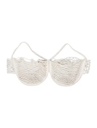 Pre-owned Isa Boulder Crochet Trim Top In White