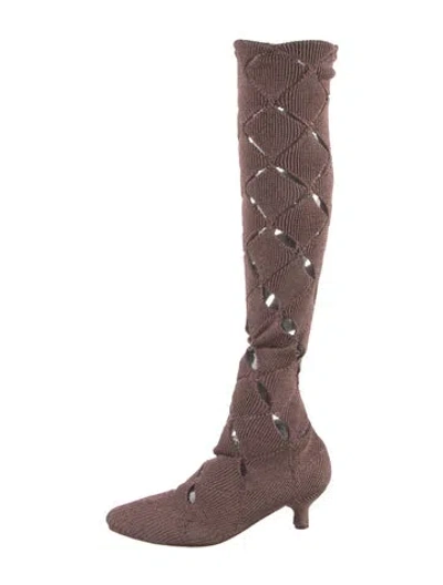 Pre-owned Isa Boulder Cutout Accent Boots In Pink