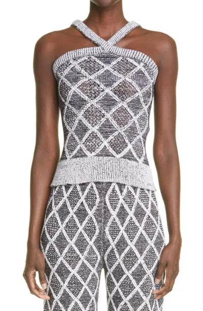 Isa Boulder Diamond Pointelle Halter Sweater (nordstrom Exclusive) In Gray