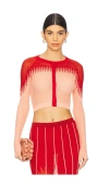 Isa Boulder Fanged Cardigan In Peach Red