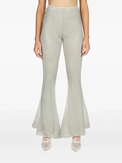 Isa Boulder Moire Flared Pants In Silver