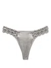 Isa Boulder Floral-macrame Bikini Bottoms In Grey