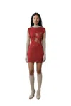 Isa Boulder Frangipani Carve Dress In Red