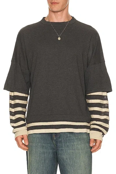 Isa Boulder Gauzine Stripe Long Sleeves In Gray