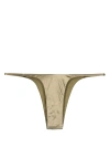 Isa Boulder Gold-tone Forward Satin Bikini Bottoms In Gold