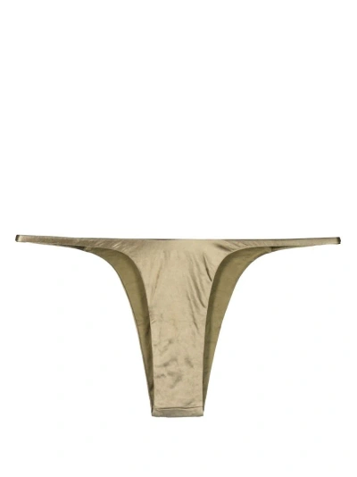 Isa Boulder Gold-tone Forward Satin Bikini Bottoms