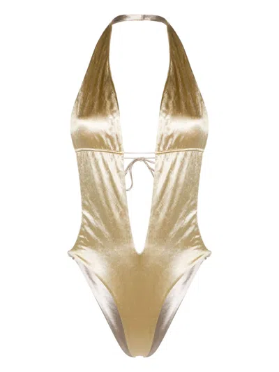 Isa Boulder Minimum Reversible Swimsuit In Gold