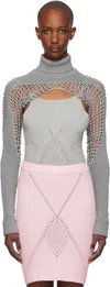 Isa Boulder Gray Brooklyn Long Sleeve Bolero Sweater In Steel