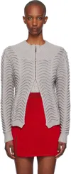 Isa Boulder Gray Canyon Wave Zip Cardigan In Silver