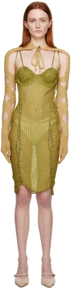 Isa Boulder Green Expandable Minidress In Juice