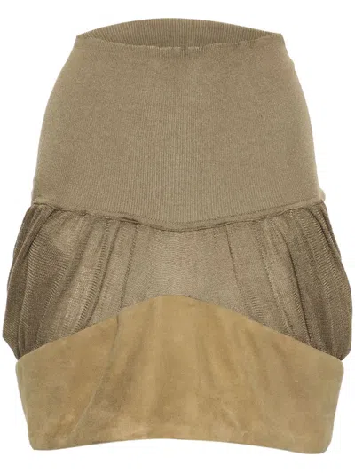 Isa Boulder Green Two-tone Miniskirt