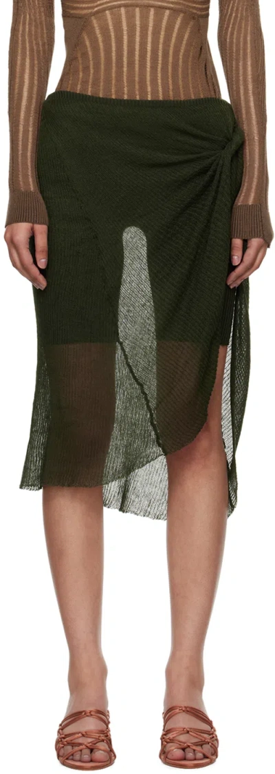 Isa Boulder Green Wrap Miniskirt In Laurel